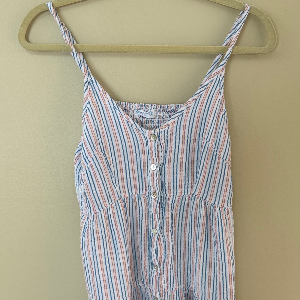 Striped Sleeveless Button-Up Maxi dress